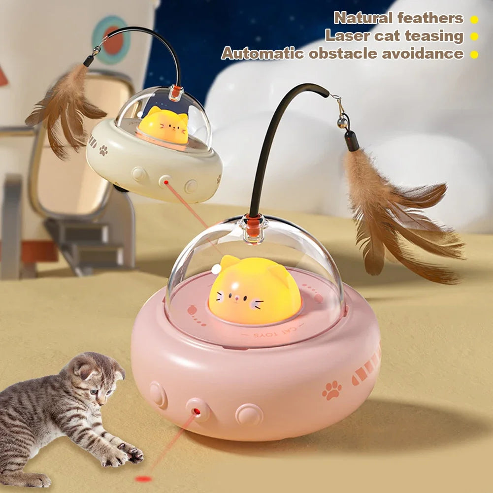 Smart Electric UFO Cat Teaser Laser And Stick
